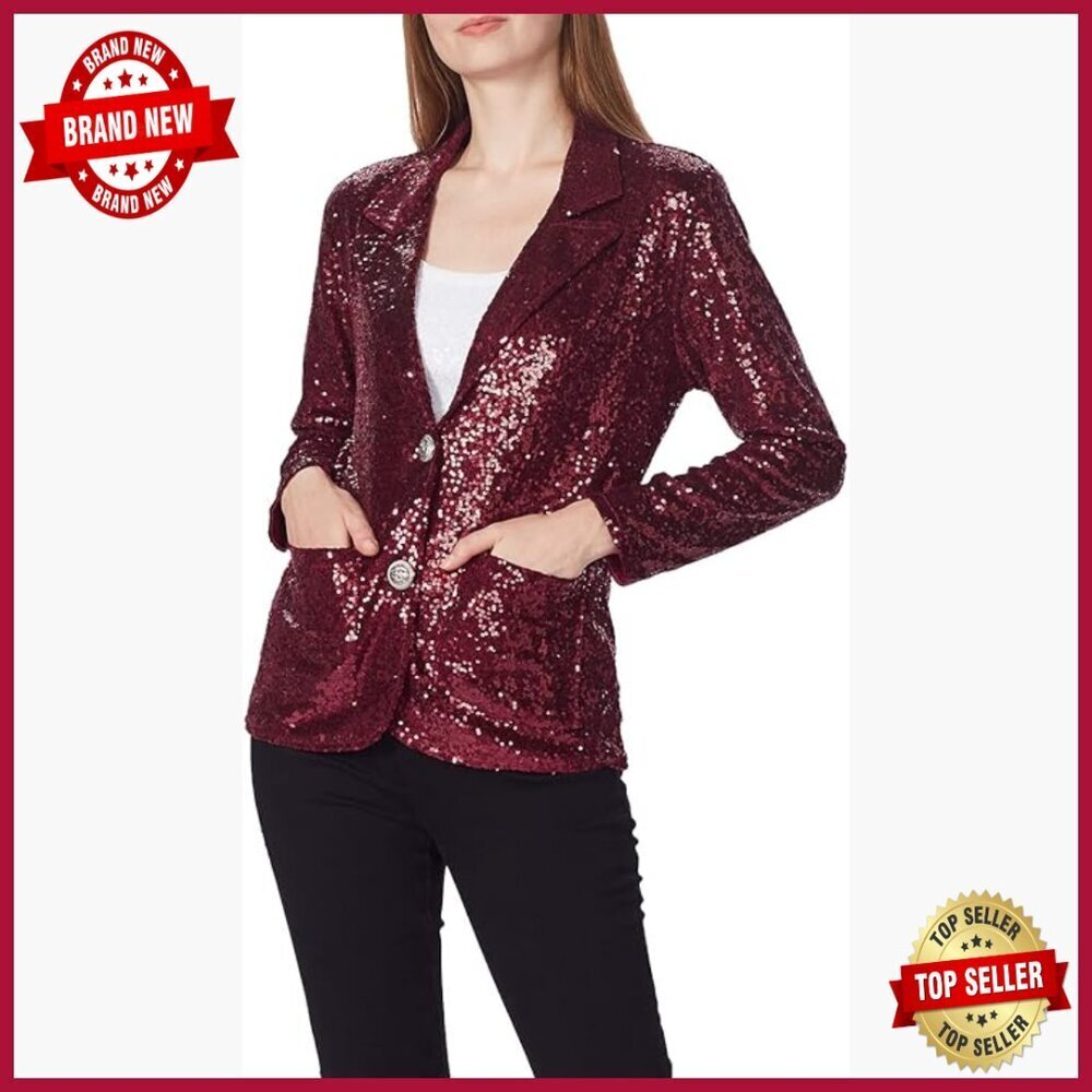 Sequined Open Front Long Sleeve Blazer Jacket for Evening Wear